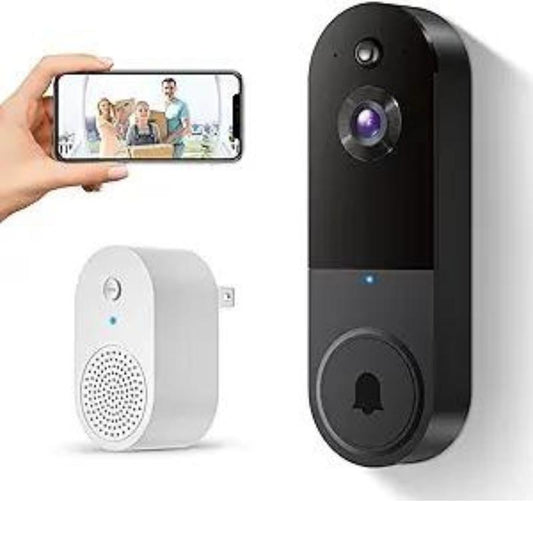 Wireless 1080P Video Doorbell Camera, AI Human Detection, Live View, 2-Way Audio Included Chime, Night Vision, 2.4G Wi-Fi, Cloud Storage, Indoor/Outdoor Surveillance Cam (Black) Security Doorbell HD Night Vision Outdoor Surveillance