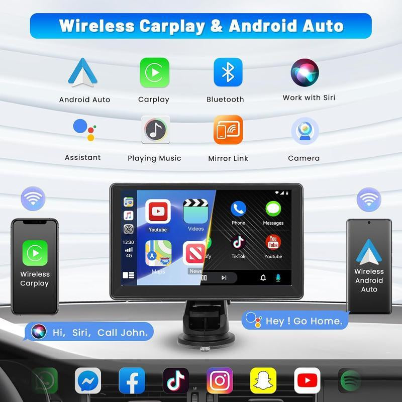 【QPJ】2025 Upgraded Wireless Carplay Screen: the Ultimate Portable Car Play Adapter for Seamless In-Car Entertainment