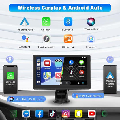 【QPJ】2025 Upgraded Wireless Carplay Screen: the Ultimate Portable Car Play Adapter for Seamless In-Car Entertainment