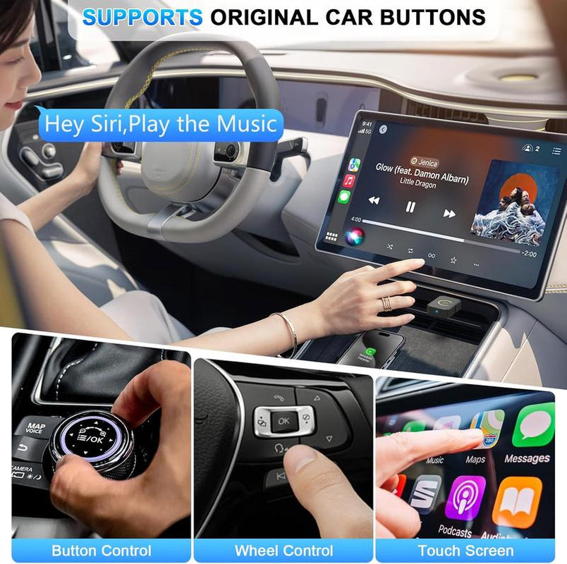 Mini Wireless Apple Carplay Adapter, for Both Apple and Android,Converts Wired to Wireless, Suitable for Factory Wired Carplay Cars from 2016+