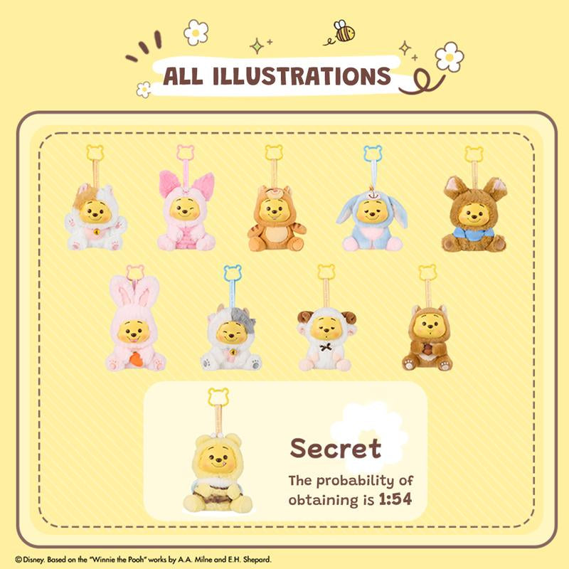 Disney Winnie-The-Pooh Collection Naughty Team Vinyl Plush Pendant Surprise Box -Mini Cute Stuff, Outfits Keychains, Out Shopping Party School Pendant,Birthday Gift