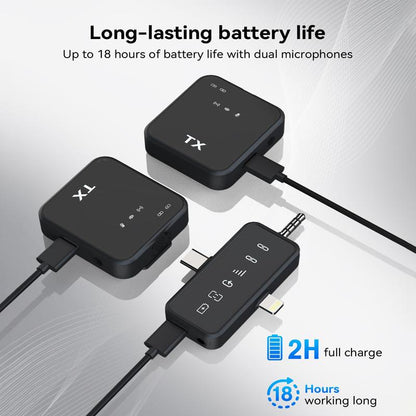 BAILIXIN 3 in 1 Microphone for Iphone/Android/Camera, Wireless Lavalier Microphone, 328Ft Transmission, 18H Battery Life, Mini Microphone for Record Interview, Vlogs, Youtube, Tiktok