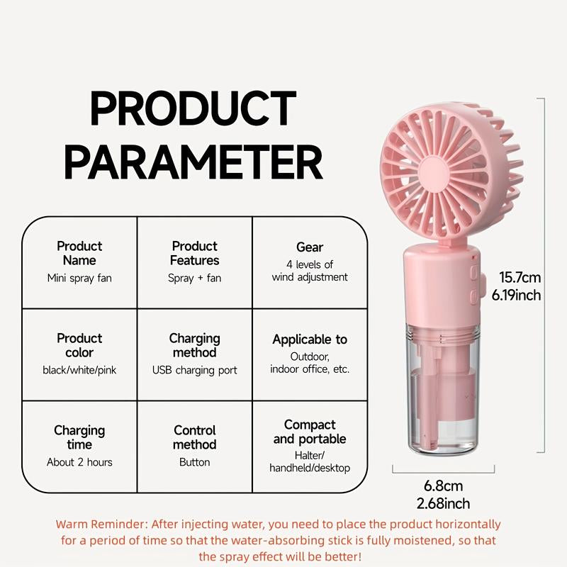 Handheld Mist Fan - Compact Foldable Desk Fan for Portable Neck Hanging Outdoor Cooling Experience