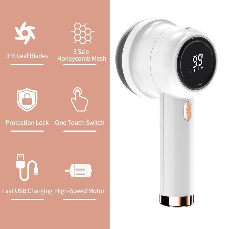 Rechargeable Fabric Shaver with LED Display & Large Capacity Container 3-Settings Control Shaver Easy-To-Grip Handle High-End Color Matching ,Efficient Sweater and Lint Shaver for Clothes