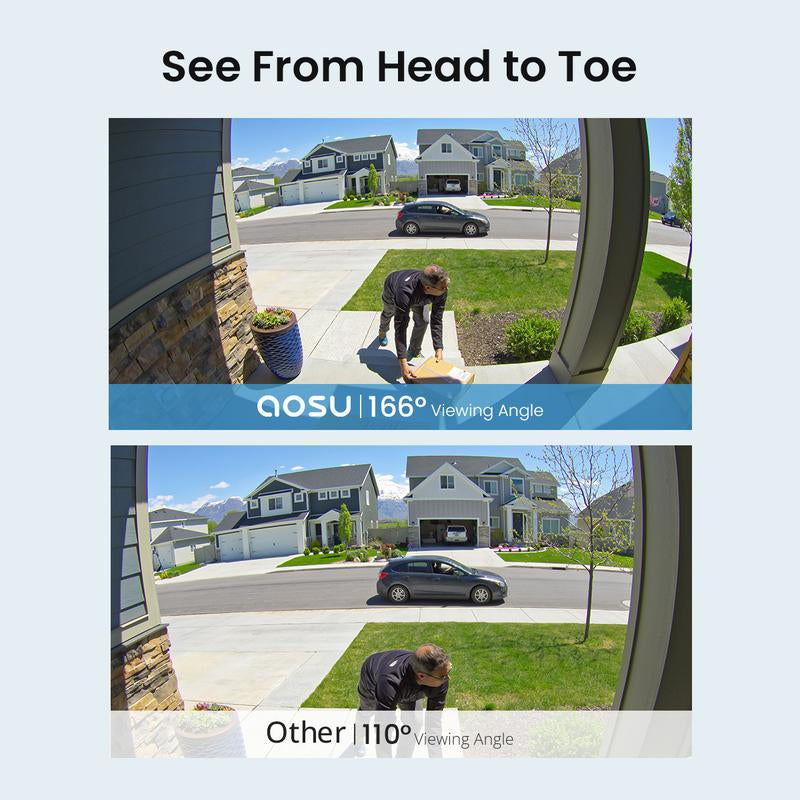 AOSU Doorbell Camera Wireless, 5MP Ultra HD, No Monthly Fee, Triple Motion Detection Video Doorbell with Homebase, Enhanced (2.4/5 Ghz) Wifi, 180-Day Battery Life, Work with Alexa & Google Assistant