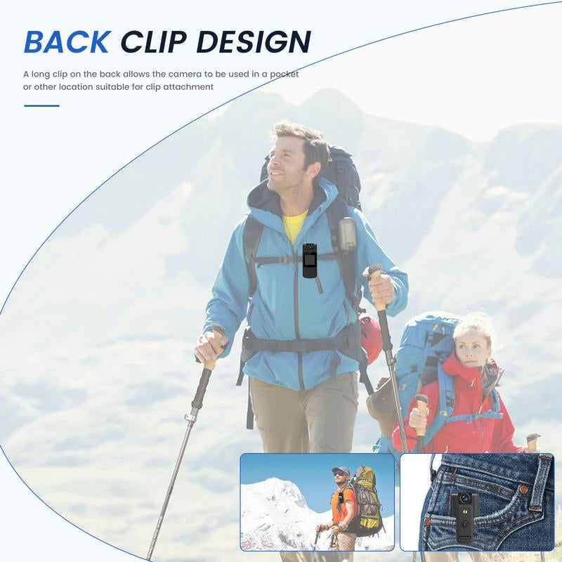 Body Cameras with Audio Video Recording 64GB Wifi Body Cam with 180° Rotatable Lens Button, Night Vision, 5 Hours Recording, Wearable Security Camera Card