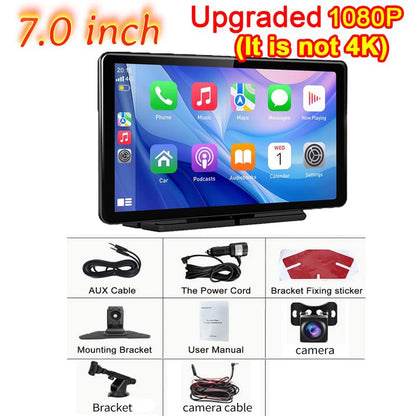 Portable Wireless Carplay Screen, 10.26 Inch 4K Ultra HD/ 7 Inch 1080P Carplay Radio Touchscreen, Car Video Players for Any Car, Big Screen Carplay