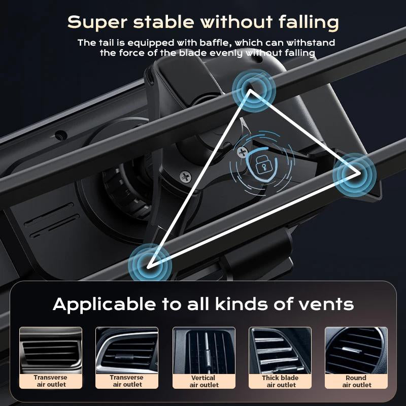Wireless Charging Mobile Phone Car Holder, Electric Induction Opening and Closing, 90° Rotating Car Holder, 15W Wireless Fast Charging, Air Outlet + Center Console Mobile Phone Car Holder, Suitable for Iphone, Samsung, Google, Etc.