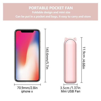 2 in 1 Mini Portable Handheld Fan, Usb Rechargeable Personal Foldable Fan for Indoor, Small Pocket Fan Travel Essentials for Outdoor, Portable Fan, Multifunction Multipurpose Fan, Compact Size, Multifunctional Fan