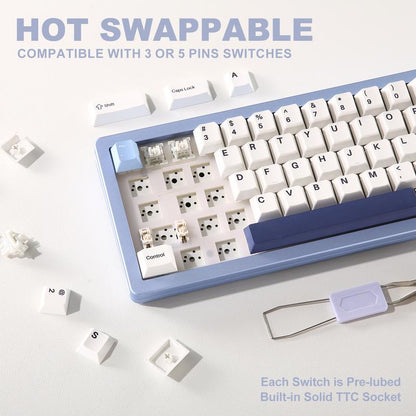 YUNZII AL66 Wireless Mechanical Keyboard, 65% Knob Control Aluminum Gaming Keyboard Bt/2.4G/Wired Hot Swappable, Gasket Mounted RGB Keyboard Metal Keyboard Mechanical Keyboard