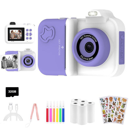 MISIRUN Kids Camera Instant Print with 1080P HD Dual-Lens Selfie Digital Camera, 32GB Card, 5 Rolls Print Paper Stickers, and 32GB Pens Christmas Birthday Gifts Toys for Girls Boys Ages 4-12