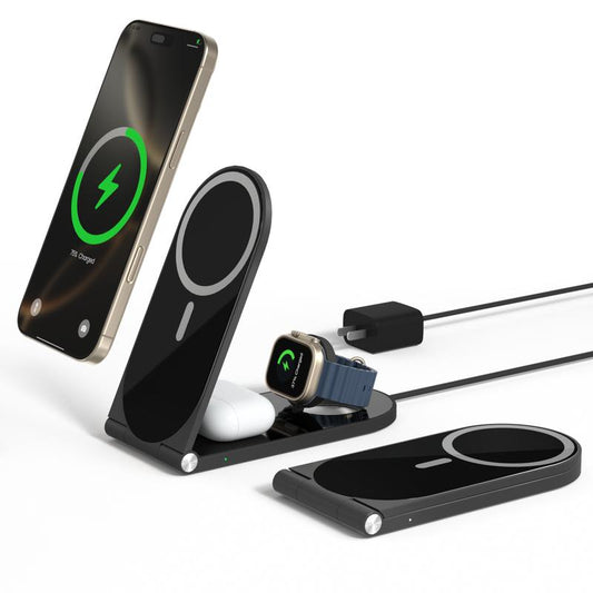 Aitek 3-In-1 Wireless Charger Series for Mag Safe Iphone 16/15/14/13/12 Series Airpods Pro Iwatch, Smartphone Wireless Charging Station Electronic Cellphone White