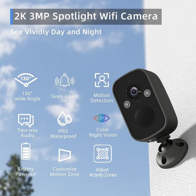 Rraycom BW6 Wireless Security Camera, Easy Installation, Audio Card