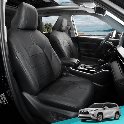For Toyota Highlander 2014-2024 Car Seat Covers, 7 Seater/ 8 Seater, Leather FREESOO Car Seat Protector Replacement
