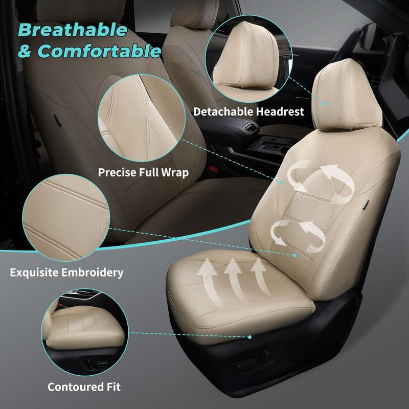 For Toyota Highlander 2014-2024 Car Seat Covers, 7 Seater/ 8 Seater, Leather FREESOO Car Seat Protector Replacement