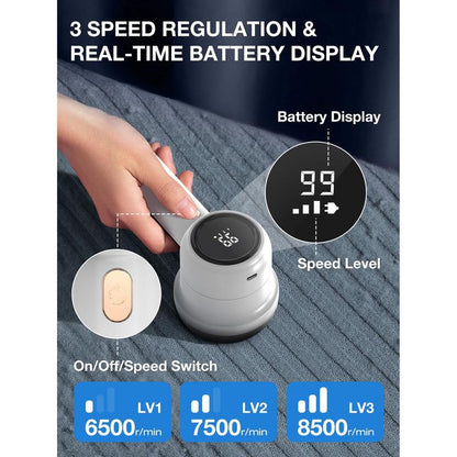 Rechargeable Fabric Shaver with LED Display & Large Capacity Container 3-Settings Control Shaver Easy-To-Grip Handle High-End Color Matching ,Efficient Sweater and Lint Shaver for Clothes