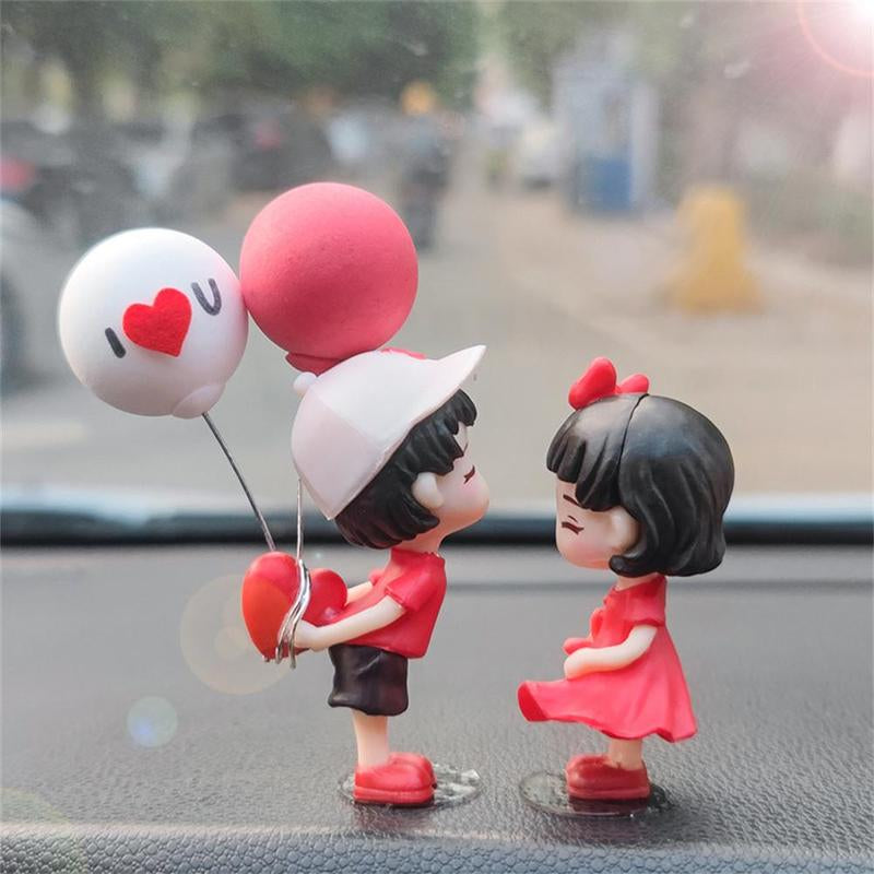Summer Cute Couple Statue Car Orament, Car Cartoon Couple Decorative Statue, Couple Statue Decoration, Car Interior Decor