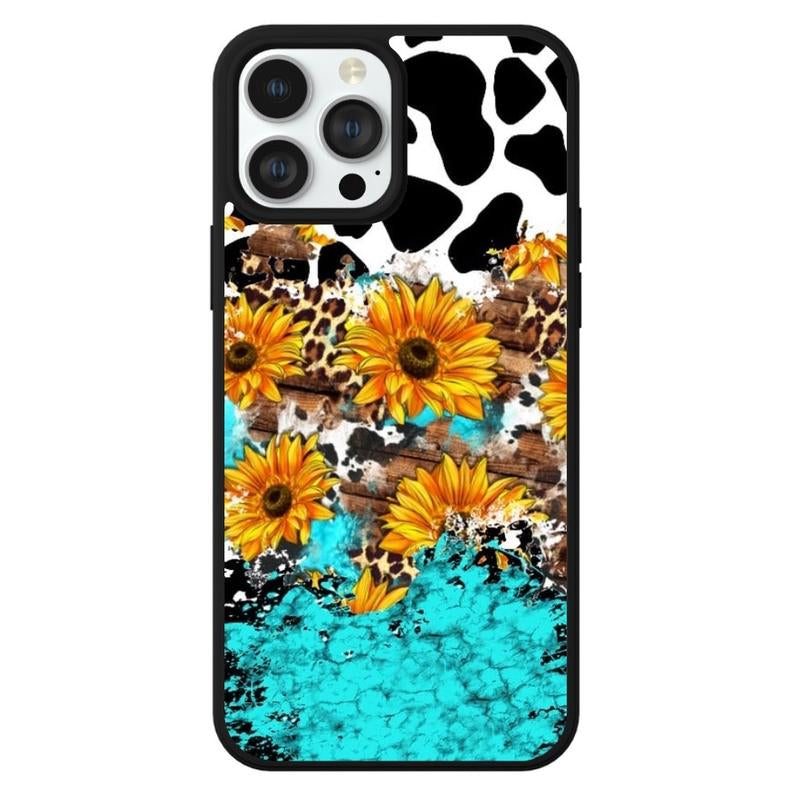 Country Style Sunflower Cow Print Phone Case Shockproof Accessories Protective Durable Protection