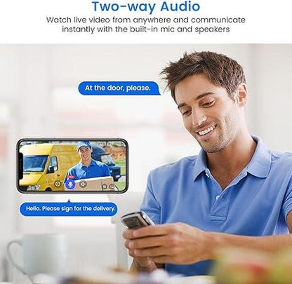 Wireless 1080P Video Doorbell Camera, AI Human Detection, Live View, 2-Way Audio Included Chime, Night Vision, 2.4G Wi-Fi, Cloud Storage, Indoor/Outdoor Surveillance Cam (Black) Security Doorbell HD Night Vision Outdoor Surveillance