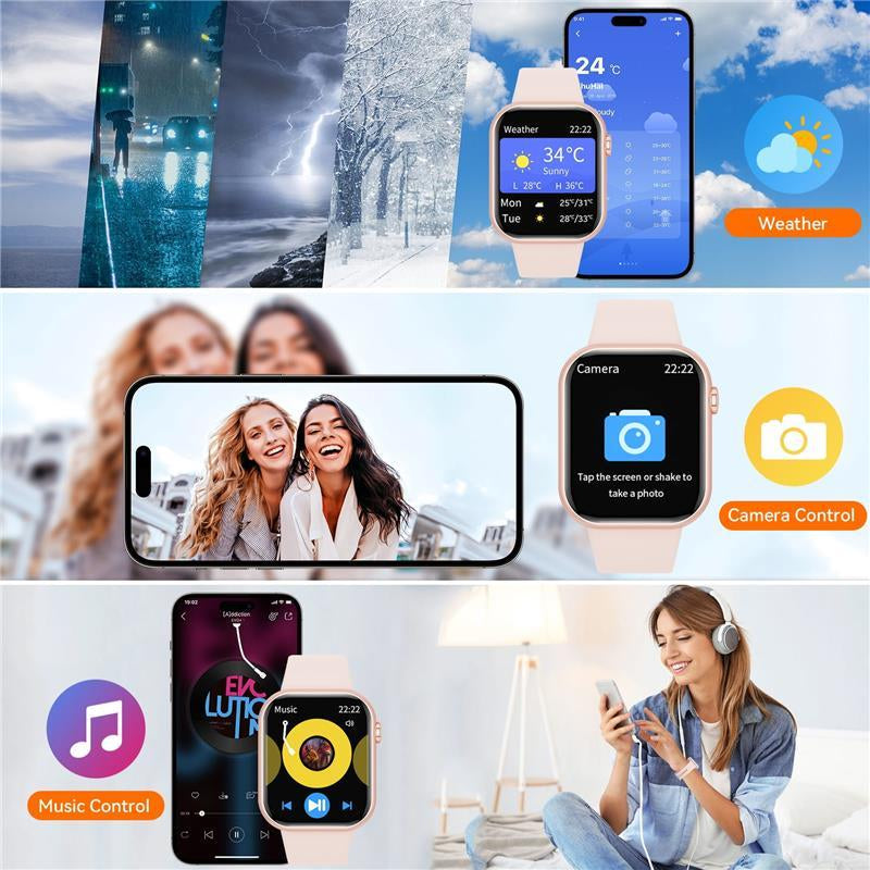 Women'S Smart Watch 1.83 Inch Touch Screen Fitness Tracker Watch IP67 Waterproof Sports Smart Watch for Android Iphone (Pink)