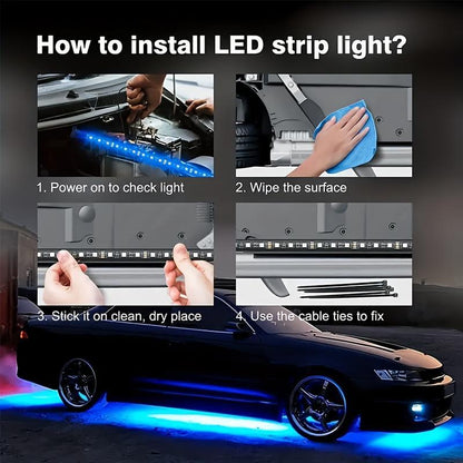 Car LED Light Strip, Remote Control App Car LED Light Strip, 1 Count Waterproof LED Light Strip for Car Interior Decoration