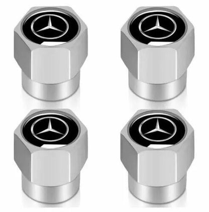 4X Mercedes Silver Alloy Tire Air Valve Stem Cap Fits Most Cars Wagons & Suvs Digital Tire