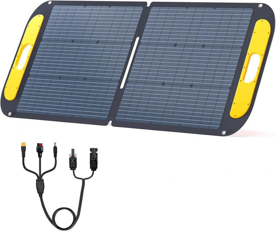 VTOMAN VS110 Portable Solar Panel for Solar Generator, 110W 19V Folding Solar Charger with 23% Efficiency, IP67 Waterproof and Adjustable Kickstands Design for Camping, RV, Outdoor Adventures (VS110)