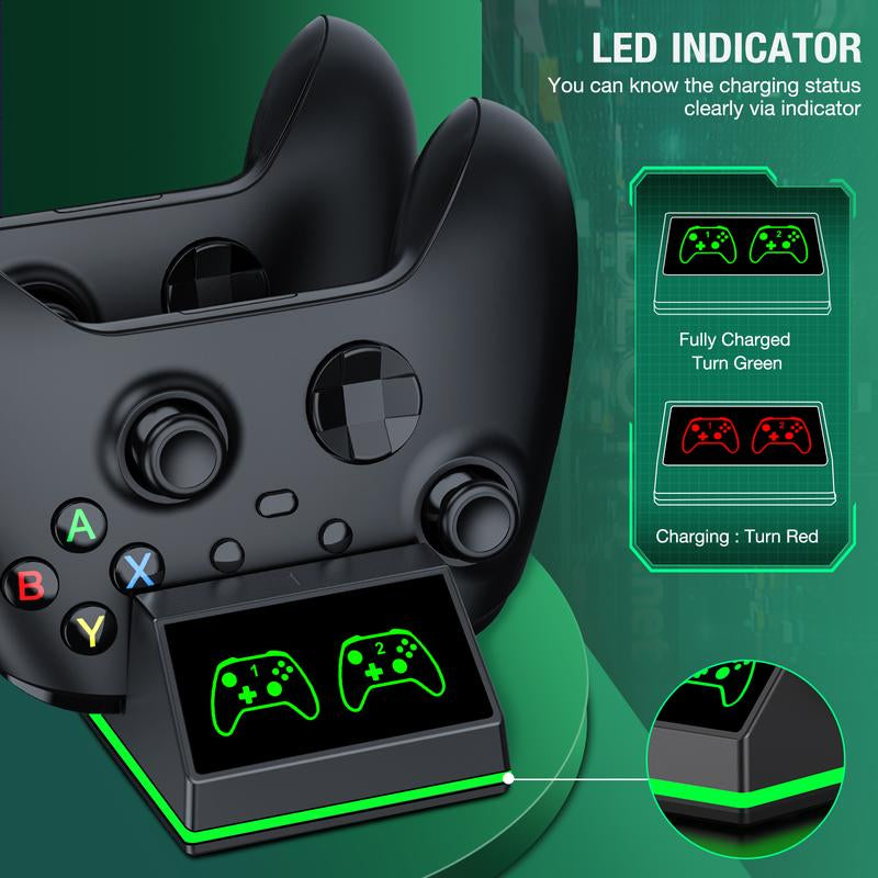 ESYWEN Dual Wireless Controller Charging Station for Xbox Series X|S/Xbox One X/S/One Elite with 2 X 4320Mwh Rechargeable Battery Packs