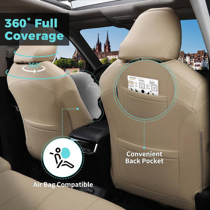For Toyota Highlander 2014-2024 Car Seat Covers, 7 Seater/ 8 Seater, Leather FREESOO Car Seat Protector Replacement