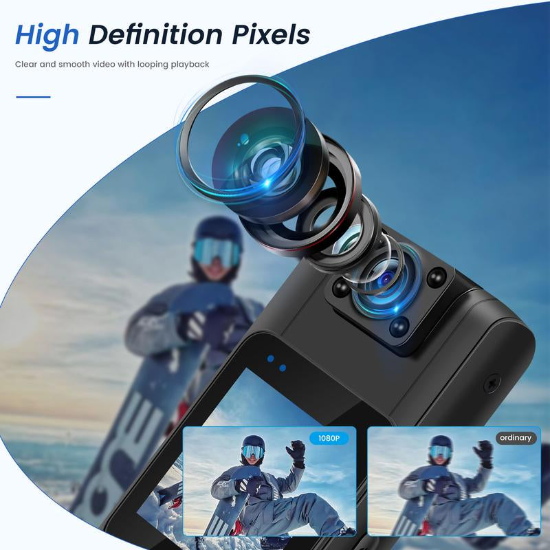 Body Cameras with Audio Video Recording 64GB Wifi Body Cam with 180° Rotatable Lens Button, Night Vision, 5 Hours Recording, Wearable Security Camera Card