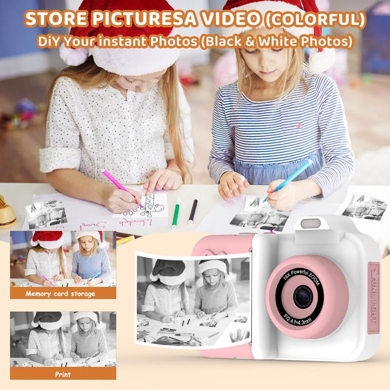 MISIRUN Kids Camera Instant Print with 1080P HD Dual-Lens Selfie Digital Camera, 32GB Card, 5 Rolls Print Paper Stickers, and 32GB Pens Christmas Birthday Gifts Toys for Girls Boys Ages 4-12