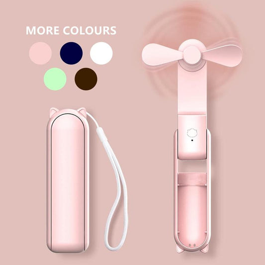 2 in 1 Mini Portable Handheld Fan, Usb Rechargeable Personal Foldable Fan for Indoor, Small Pocket Fan Travel Essentials for Outdoor, Portable Fan, Multifunction Multipurpose Fan, Compact Size, Multifunctional Fan