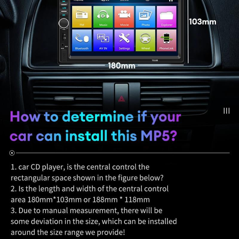 7 Inch Touch Screen Car Stereo, 1 Set MP5 Player, Bluetooth-Compatible Car Audio Player, Multimedia Player for Car, Universal Electronics