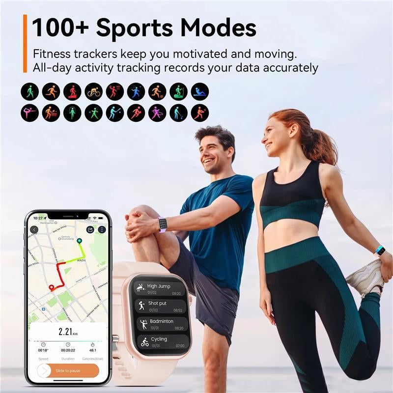 Women'S Smart Watch 1.83 Inch Touch Screen Fitness Tracker Watch IP67 Waterproof Sports Smart Watch for Android Iphone (Pink)