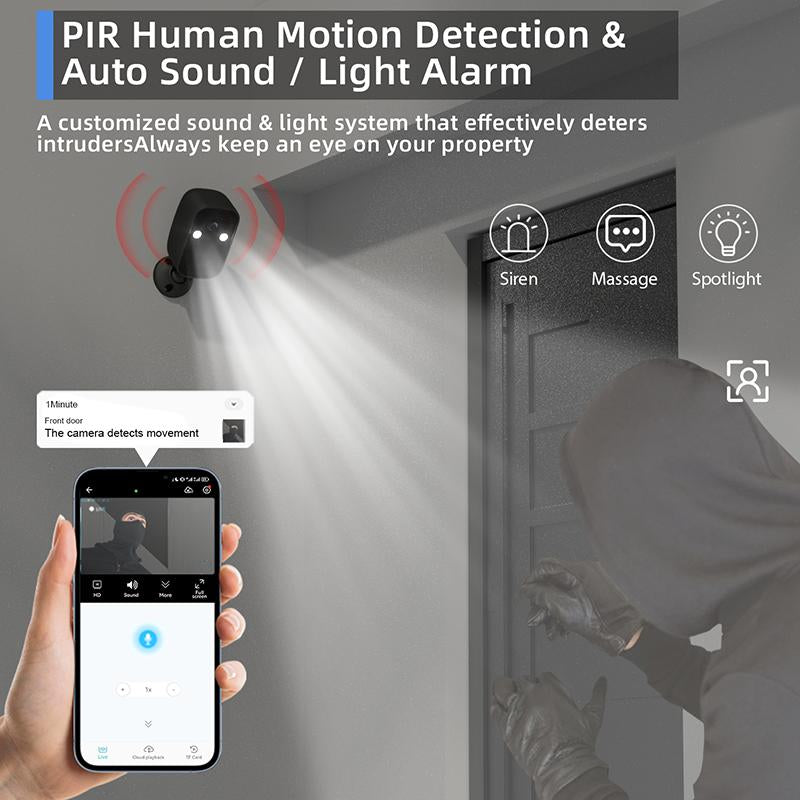 Rraycom BW6 Wireless Security Camera, Easy Installation, Audio Card