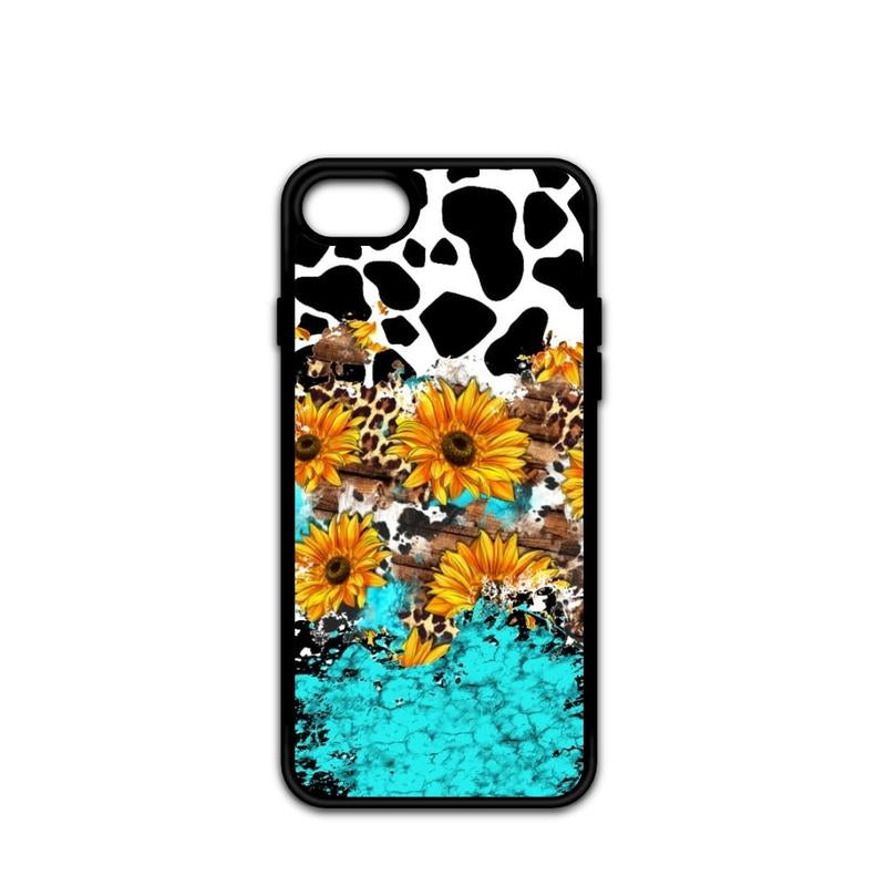 Country Style Sunflower Cow Print Phone Case Shockproof Accessories Protective Durable Protection