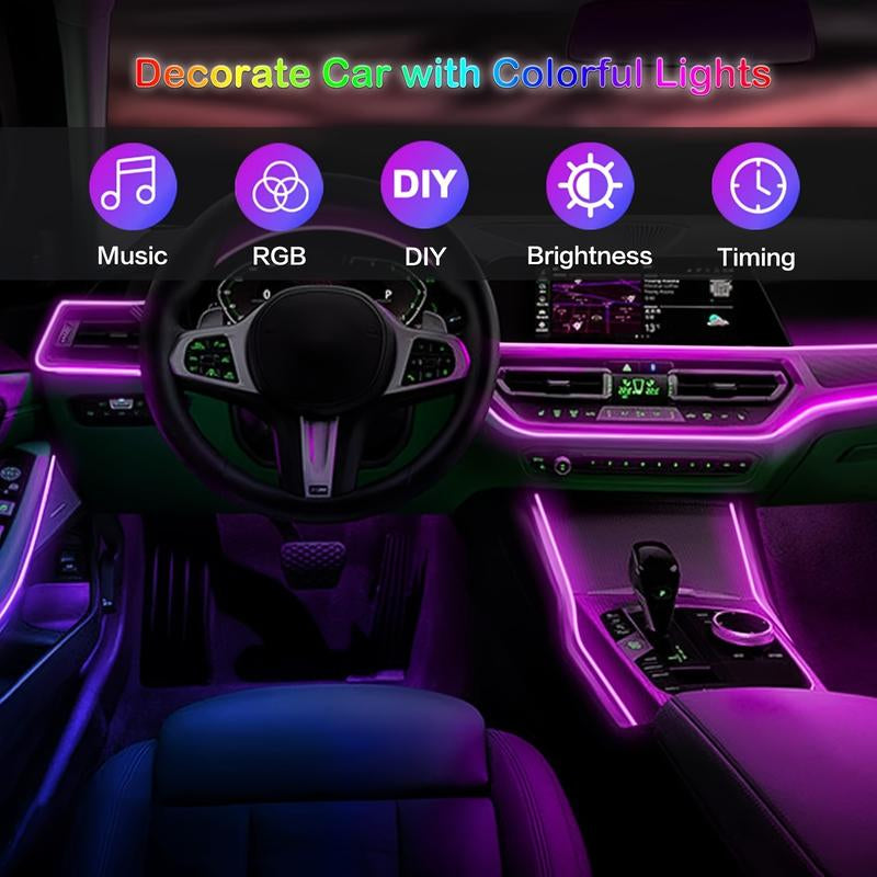 Interior LED Light Bar APP Controlled, 2-In-1 RGB 16 Million Color Ambient Lighting Kit with 157.48-Inch, Music Mode Interior Lighting Accents