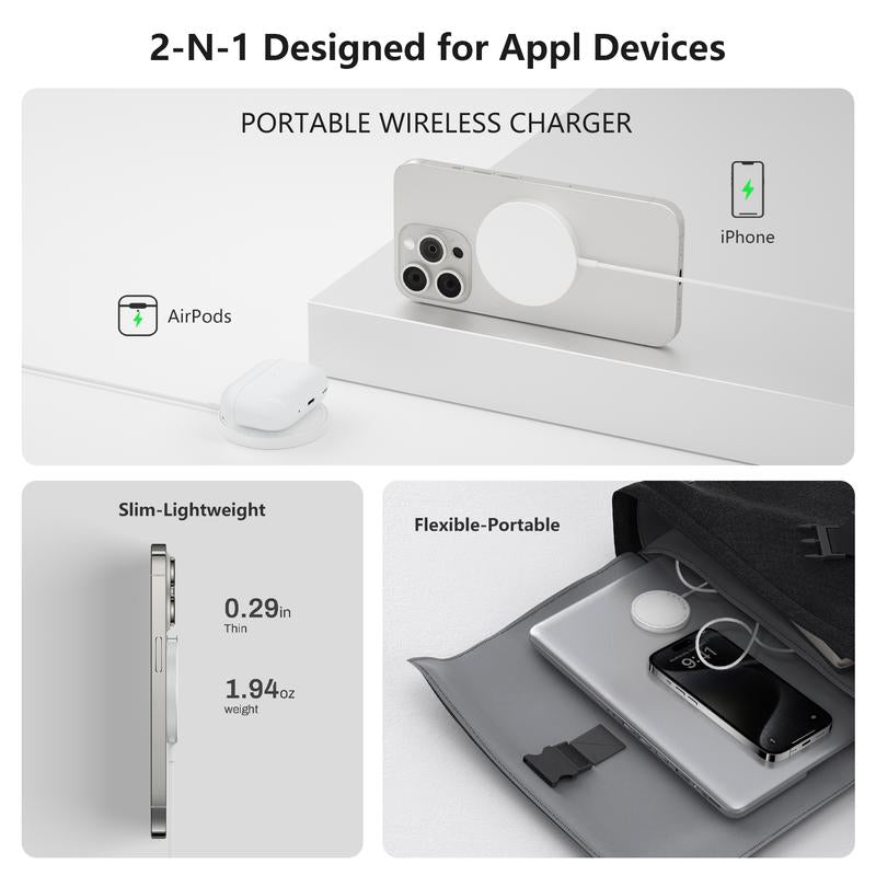 Aitek 3-In-1 Wireless Charger Series for Mag Safe Iphone 16/15/14/13/12 Series Airpods Pro Iwatch, Smartphone Wireless Charging Station Electronic Cellphone White