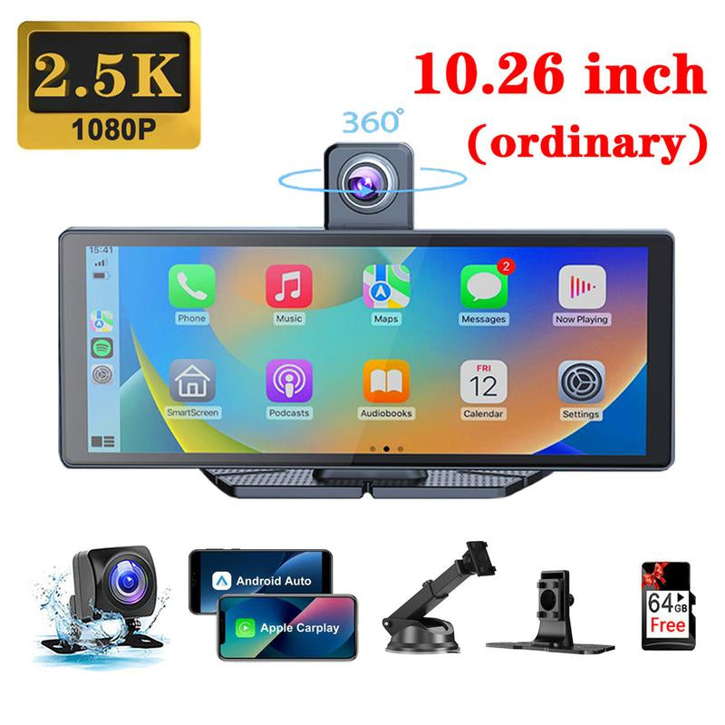 Portable Wireless Carplay Screen, 10.26 Inch 4K Ultra HD/ 7 Inch 1080P Carplay Radio Touchscreen, Car Video Players for Any Car, Big Screen Carplay