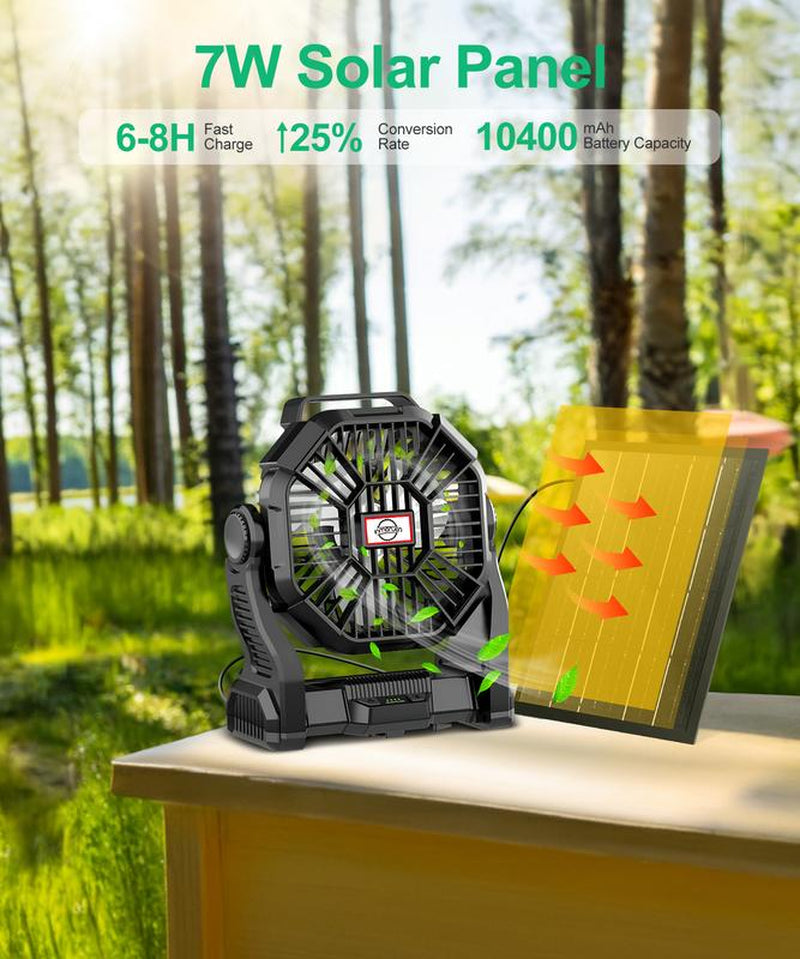 Portable Camping Fan with Light Rechargeable Battery
