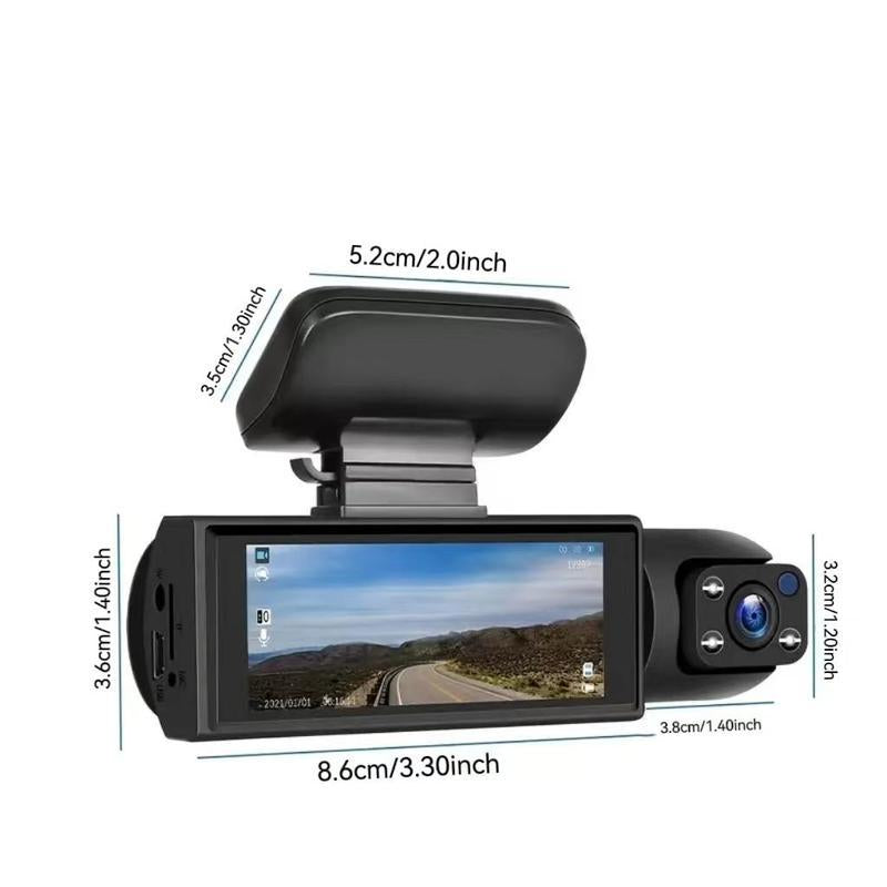 WHATOOK 1080P Dual Camera Dash Cam for Cars, Driving Recorder with IR Night Vision, Loop Recording, Wide Angle Lens - 3.16 Inch IPS Screen,Parking Mode, Car Camera with 32GB TF Card