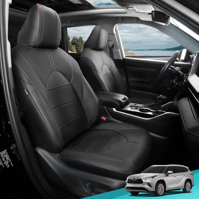 For Toyota Highlander 2014-2024 Car Seat Covers, 7 Seater/ 8 Seater, Leather FREESOO Car Seat Protector Replacement