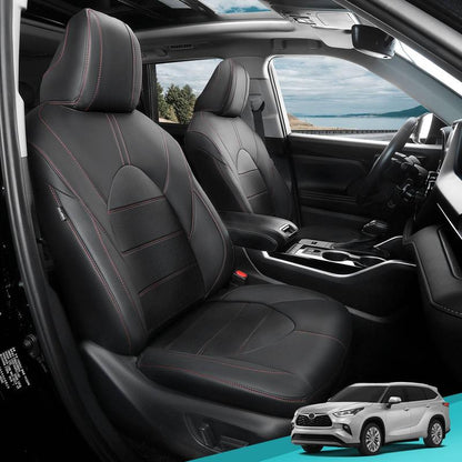 For Toyota Highlander 2014-2024 Car Seat Covers, 7 Seater/ 8 Seater, Leather FREESOO Car Seat Protector Replacement