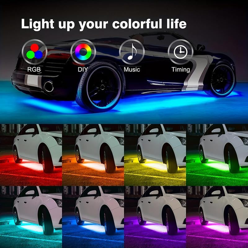 Car LED Light Strip, Remote Control App Car LED Light Strip, 1 Count Waterproof LED Light Strip for Car Interior Decoration