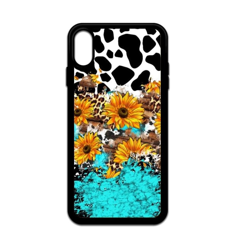 Country Style Sunflower Cow Print Phone Case Shockproof Accessories Protective Durable Protection