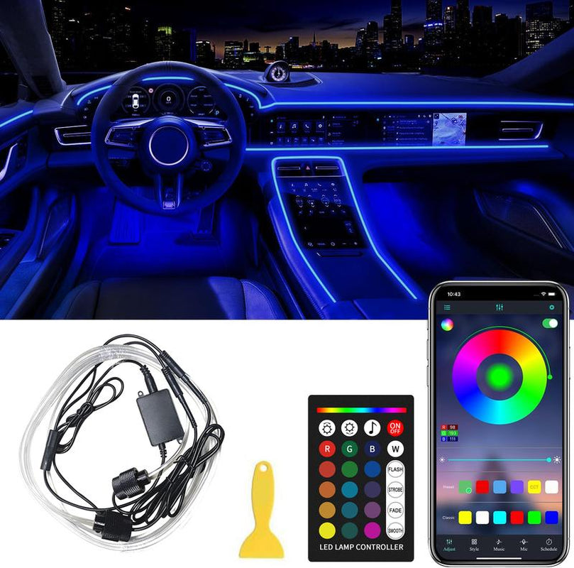 Interior LED Light Bar APP Controlled, 2-In-1 RGB 16 Million Color Ambient Lighting Kit with 157.48-Inch, Music Mode Interior Lighting Accents