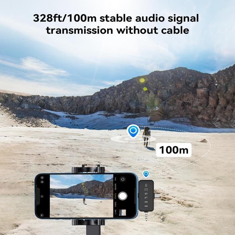 BAILIXIN 3 in 1 Microphone for Iphone/Android/Camera, Wireless Lavalier Microphone, 328Ft Transmission, 18H Battery Life, Mini Microphone for Record Interview, Vlogs, Youtube, Tiktok