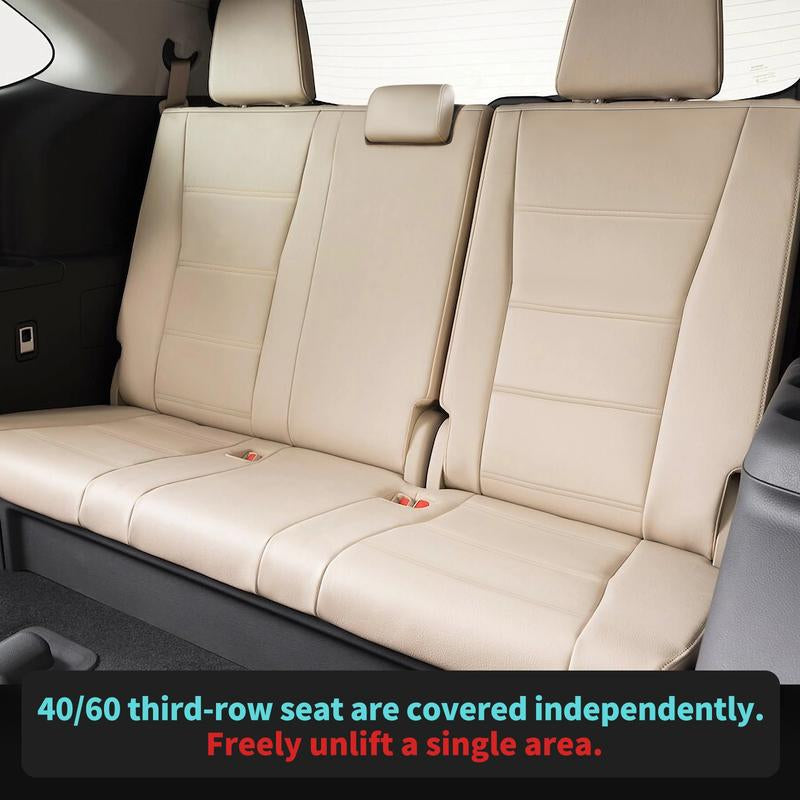 For Toyota Highlander 2014-2024 Car Seat Covers, 7 Seater/ 8 Seater, Leather FREESOO Car Seat Protector Replacement