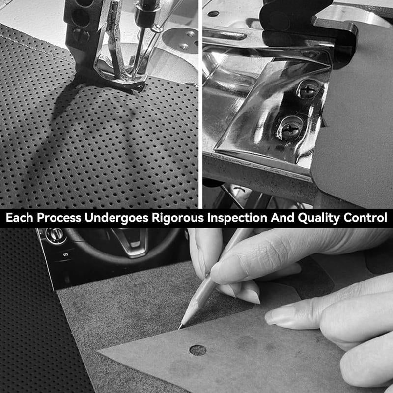 Universal Car Suede Steering Wheel Cover for Women and Men,Stitch on Wrap Car Interior Standard Size 14.5-15 Inch,Black and Blue Microfiber Leather Autos