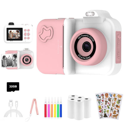MISIRUN Kids Camera Instant Print with 1080P HD Dual-Lens Selfie Digital Camera, 32GB Card, 5 Rolls Print Paper Stickers, and 32GB Pens Christmas Birthday Gifts Toys for Girls Boys Ages 4-12